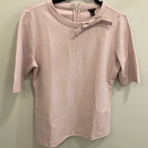 Ann Taylor Blouse - Blush Pink, Bow Neckline, Size M